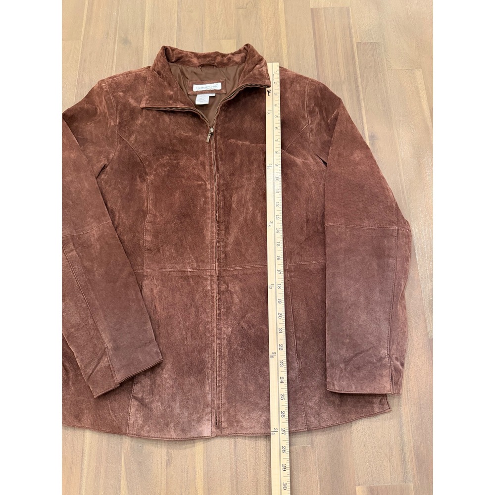 Coldwater Creek Womens Brown Suede Leather Zip Front Jacket Size L - Picture 4 of 6